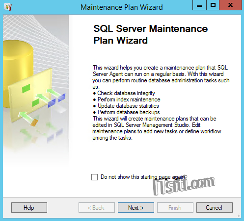 SQL Server Maintenance Plan Wizard Welcome